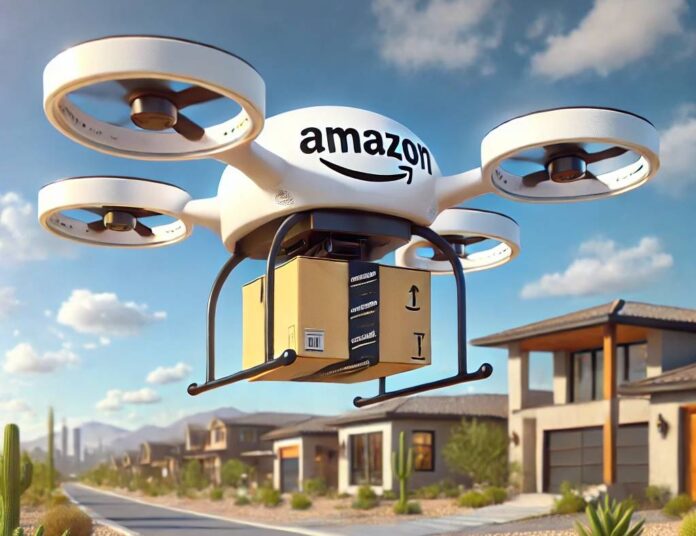 Dron od Amazonu doručuje zásilku Dron od Amazonu doručuje zásilku